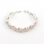 Pure silver handmade pink stone bracelet